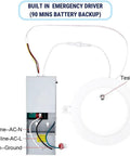 Six Inch LED Dimmable Downlight With 90 Minute Emergency Battery Backup And Ultra Slim Recessed Can Light showing parts and wires.