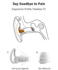 Diagram showing Soft Silicone Reusable Ear Plugs With 33 dB Noise Reduction For Sleep Travel And Swim Waterproof Non Toxic Comfort Fit