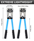 Beefy Heavy Duty Battery Cable Lug Crimping Tool With Cutter Rotatable Jaw Six Crimp Sizes 10 8 6 4 2 1 AWG, aluminum handle