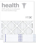 Wicked Clean Air Health 18x20x1 MERV 13 Pleated Filter box, showing filter design and AirX branding, Made in the USA, Box of 6.