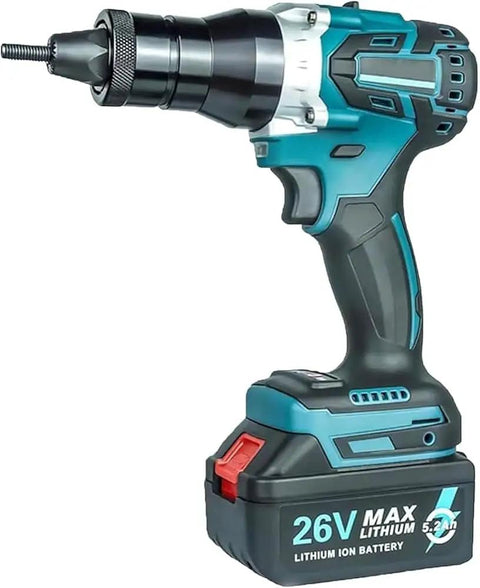 No Sweat Cordless Rivet Nut Gun M3 Through M12 Rechargeable Handheld Riveter with 26V Lithium battery.