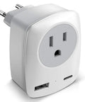 Europe Travel Plug Adapter With USB C Port Not For UK Wall Charger, Worldwide Outlet Converter For Spain France Germany Greece