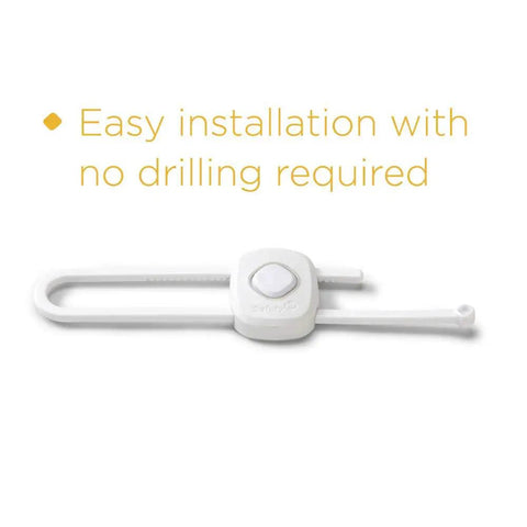 White OutSmart Slide Lock Four Pack Kidproof Cabinet And Drawer Latches Easy One Hand Operation No Drilling Required