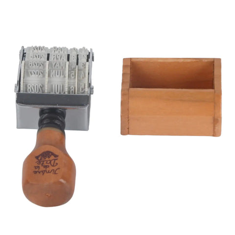 Smooth Operator Wooden Handle Roller Date Stamp Nifty Rubber Seal For DIY Craft Cards Planners And Scrapbooks Delivers Flawless Year Month Day Markings Every Time With Zero Hassle with wooden box.