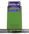 ConcreteCalc Pro Advanced Feet Inch Fraction And Metric Construction Calculator with green case and pocket reference guide