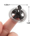2-In-1 Frother Whisk for Keurig K-Latte Single Serve K-Cup Coffee and Latte Maker Stainless Steel and Plastic shown on fingertip