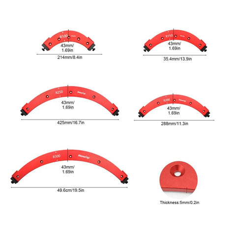 Heavy Duty Aluminum Router Corner Radius Template And Routing Jig Set With Five Precision Guides for flawless curves.