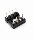 Close-up of DIP IC Socket Kit 30-Piece 2.54mm Pitch 8 Pin Round-Hole Soldering Sockets For DIP ICs in black plastic