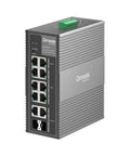 Industrial Eight Port Gigabit PoE Switch with Two High Power PoE Ports, Six PoE Ports, Two Gigabit Combo SFP Slots, 240W Budget