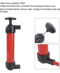 Grab-N-Go Portable Manual Fuel Change Pump For Cars And Small Equipment ABS Material Siphon Tool Quick Liquid Transfer For Gas Oil And Water Lightweight Durable Easy Hands Free Use, 200cc manual siphon pump with red tube