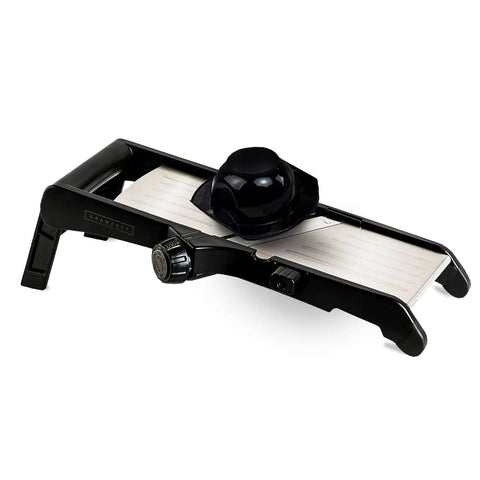 Gramercy adjustable mandoline slicer with stainless steel blade and black frame