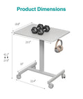 Mobile T Shaped Pneumatic Height Standing Desk On Lockable Wheels Sit To Stand Adjustable Desk dimensions with headset and weights