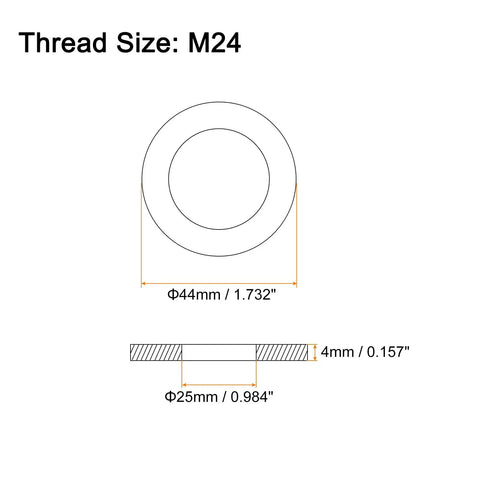Top Shelf 5 Pack M24 Flat Washers Crafted From Rock Solid 316 Stainless Steel, showing dimensions and size details.