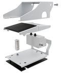 Exploded view of Pneumatic Heavy Duty Foot Pedal Valve For Four Way Two Position With Quarter Inch NPT Threads Rugged Rubber Nonslip Surface.