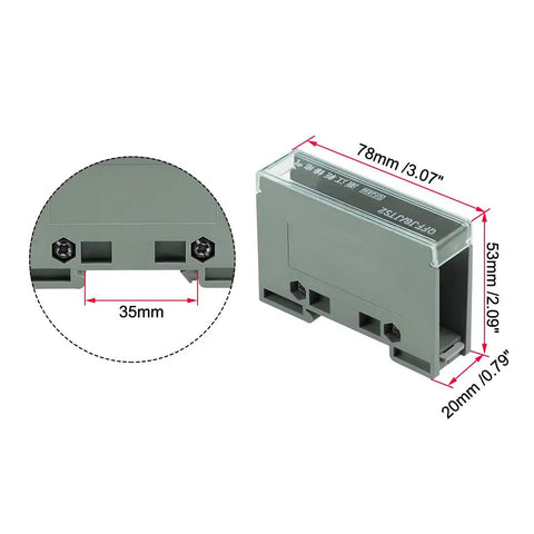 1 In 4 Out DIN Rail Terminal Block 690V Connector Distribution Block For Electrical Panels With Flame Resistant Shell And Solid Brass Conductor Pro Grade Build Easy 35mm DIN Rail Mount See Through Protective Cover dimensions shown