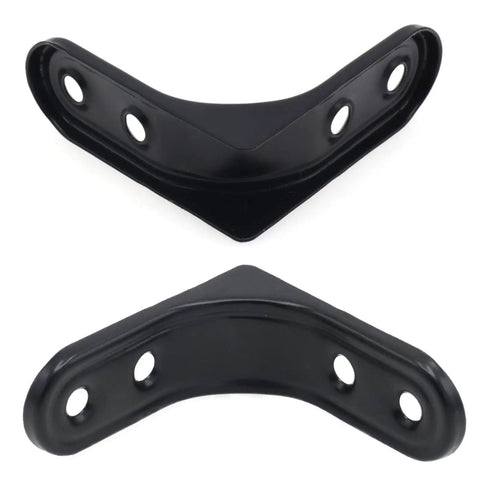 Badass Heavy Duty L Brackets With Full Screw Kit, Top Quality Black Coated Steel For Shelves And Cabinetry, 2 Inch Size, close-up of black steel brackets.