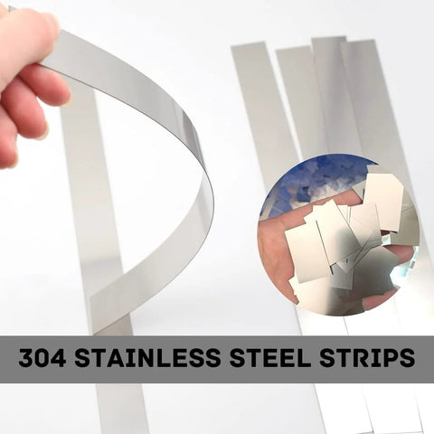 304 stainless steel strips, 12x1x0.02 in, 5 pcs metal shim stock for DIY gaps (front view)