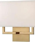 Front view of Two Light Wall Sconce In Honey Gold Finish With White Glass And Steel, 16W By 11H By 7D, Uses 2 X 60W Max E26 A15 Bulbs Not Included