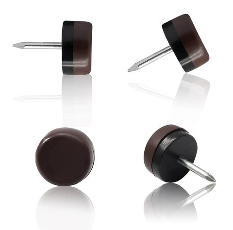 40 Pack Nail On Furniture Glides 18mm Nylon Chair Sliders For Wood And Hardwood Floors Brown Finish Protect Table Legs And Chairs