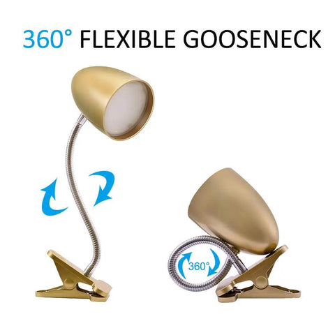 Clip On Bed Light With Clamp For Reading And Nighttime Tasks Non Dimmable 4000K Cool White Desk Lamp 3.5W 240 Lumen Flexible Gooseneck