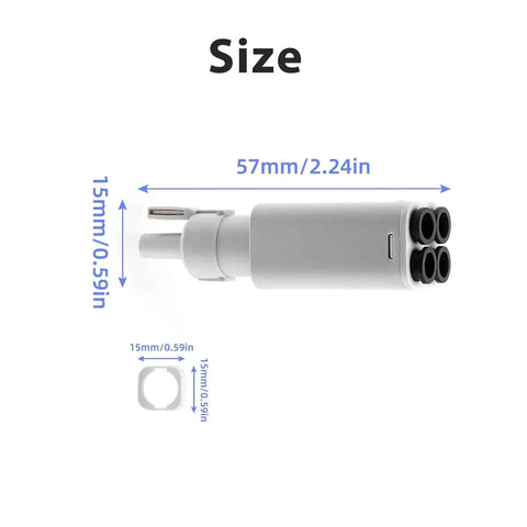 Side view of the AMS Lite Five-Way Filament Hub Kit for Bambu Lab A1 and A1 Mini, showing size dimensions in millimeters and inches.