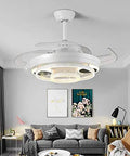 Top Tier 42 Inch Ceiling Fan With Bright Led Lights And Remote Control Sleek Nordic Design mounted in a stylish living room.
