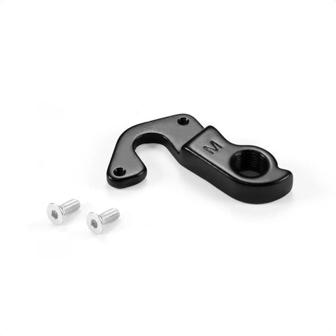Black aluminum derailleur hanger with mounting screws for Cannondale Catalyst, Foray, and more. Compatible with 29 and 27.5 wheels.