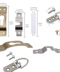 Top Tier Wall Mounting Kit Includes 106 Heavy Duty Picture Hooks Support Up To 20 Pounds On Drywall No Sweat Assembly for hardware components.