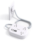 Flat Plug Travel Power Strip With Usb C Plus Multiple Outlets Six Foot Cord Cruise Approved Extension with braided cord.