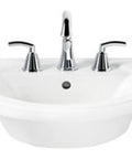 Tropic Petite 8-Inch Center Faucet Holes Pedestal Basin White, Rectangular Pedestal Lavatory With Rear Overflow, Mounting Kit Included