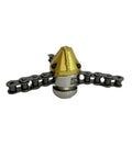 Industrial Grade High Pressure Rotating Chain Nozzle For Sewage Sludge Cleaning Fits Three Eighths And One Half Inch Lines 40L 70L Capacity Multi Directional Water Outlets Cleans Entire Pipe Length Dredging Pipeline Tool Yellow, front view