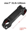 Lightweight 31.8mm Bike Stem 120mm Length Minus Seven Degree Handlebar Rise Fits Most Mountain Road And BMX Bikes 28.6mm Front Fork Steerer 1 1/8 Inch Not For 25.4mm Handlebars Easy Install Durable Alloy