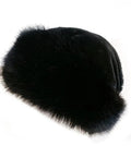 Women's Winter Faux Fox Fur Beanie Hat With Plush Lining in ultra plush black for cold weather activities