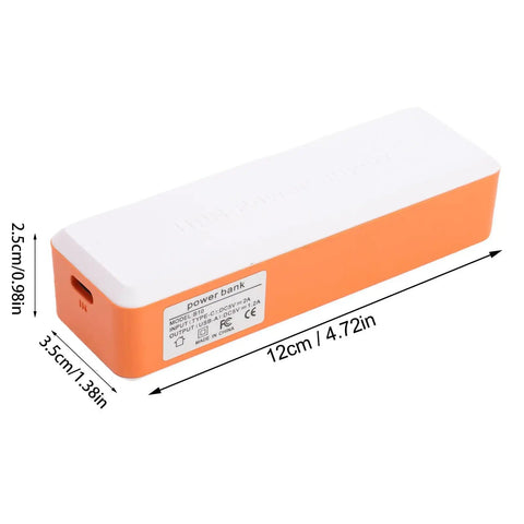 Mini UPS Battery Backup With 2600mAh Rechargeable Lithium Cell, orange power bank for routers and security cameras.