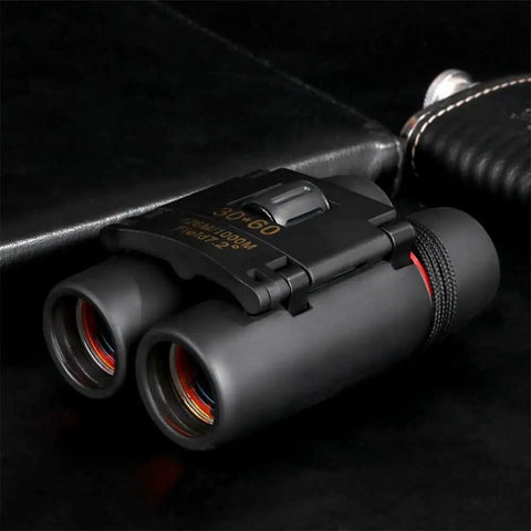 Compact 10x Magnification Folding Binoculars With Wide View For Bird Watching, Low Light Night Vision, Totally Great For Camping, Hiking, Traveling And Outdoor Adventures. black folding binoculars