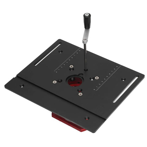 Do It Yourself Router Table Kit With Lifting System And Manual Router Lift, Durable Aluminum Base Plate With Saw Insert For Woodworking, Stable Clamping And Easy Install For DIY Woodworking Projects In Black, black aluminum router table lift with manual crank