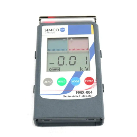 Front view of a Pocket Size Electrostatic Field Meter And ESD Tester With LED Distance Readout for measuring static fields.