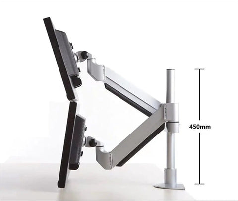 Premium Rock Solid Aluminum Monitor Mount Fits 15 To 30 Inch Led Display Screens full motion gas spring desk stand from the side.