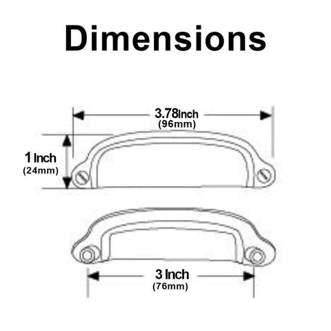 Chef Kiss 10 Pack 3 Inch Cup Kitchen Drawer Pulls With A Slick Champagne Gold Brushed Brass Finish dimensions illustration