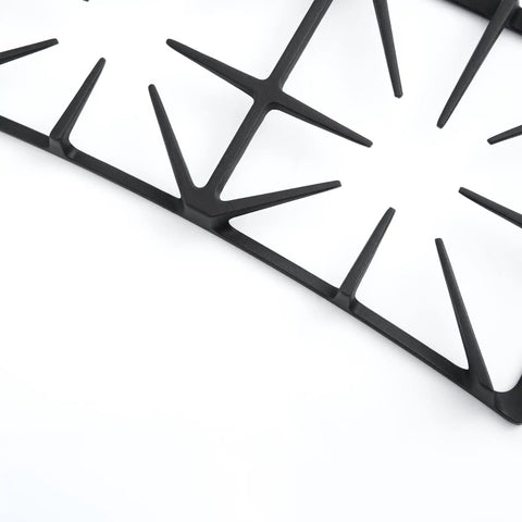 Close-up of beefed up heavy duty cast iron burner grate replacement for gas ranges matte enamel finish top view