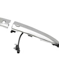 Chrome Driver Side Exterior Door Handle With Sensor And Smart Keyless Entry For Nissan 2009 2018 Sentra Murano Maxima Leaf Front Left Replacement Easy Install OEM Design Plug And Play shown detached with wiring visible.