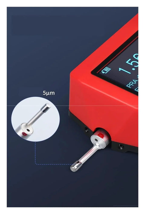 Close-up of Heavy Duty Handheld Surface Roughness Tester And Profilometer, showing sensor tip and display.