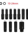 Top Rated 1/2 Inch Drive Socket Set For Impact Wrenches With 11 Piece Metric Hex Kit Made From Heavy Duty Chrome Vanadium Steel Perfect For Tough Jobs And Deep Guts Garage Work. 10-24mm metric impact sockets