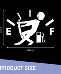 Funny Gas Gauge Car Sticker, Hilarious Gas Tank Vinyl Decal With Little Man Tugging The Needle, 5.3 x 3.9 in size