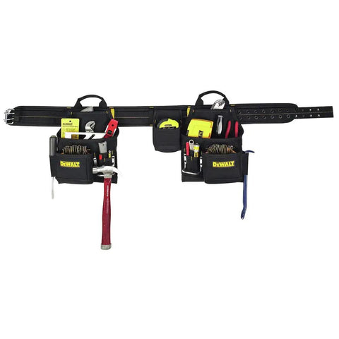 Deluxe Pro Grade 16 Pocket Air Mesh Carpenter Apron With Padded Belt And Pouch Handle For Easy One Hand Adjustments displayed