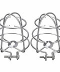 Heavy Duty Iron Cage Guard Universal Fire Sprinkler Head Protector Set, 2 pack silver cages, designed to shield sprinkler heads.