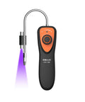 Elitech CLD-100 refrigerant leak detector for automotive HVAC, front view with orange dial and flexible gooseneck probe