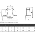 Heavy Duty Permanent Lift Magnet With No Hassle Release Lever For Shop Cranes And Hoists dimensions diagram and size table
