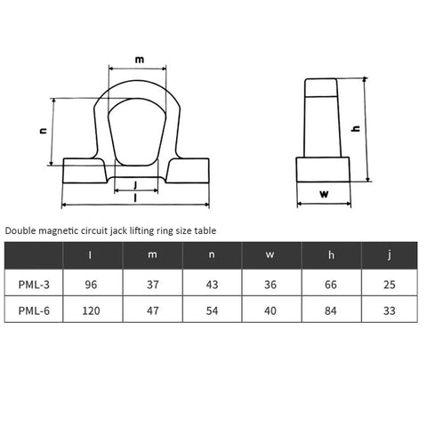 Heavy Duty Permanent Lift Magnet With No Hassle Release Lever For Shop Cranes And Hoists dimensions diagram and size table