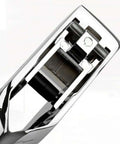 Close-up of Heavy Duty Single Oval Hole Puncher for Scrapbooking Handheld Paper Cutter with chrome finish and durable metal construction.